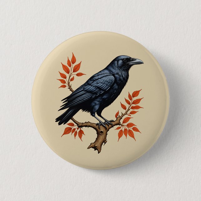 Crow 6 Cm Round Badge (Front)
