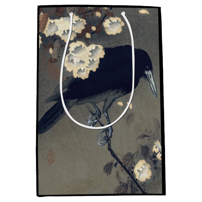 Crow and Blossom by Ohara Koson Medium Gift Bag (Front)