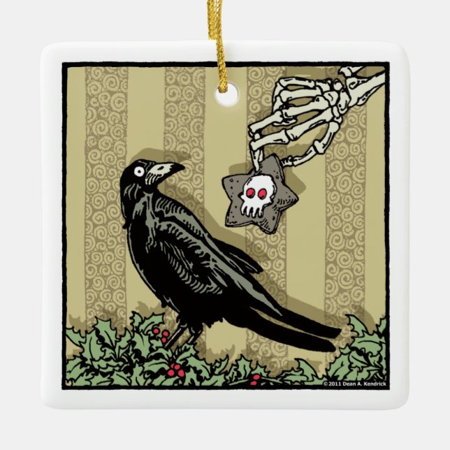 Crow and Cookie - Pop Goth Holiday  Ceramic Ornament (Front)