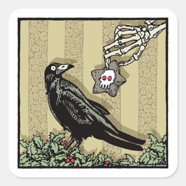 Crow and Cookie - Pop Goth Holiday Square Sticker (Front)