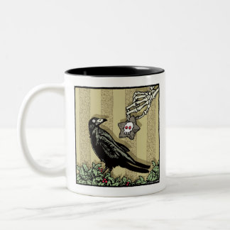 Crow and Cookie - Pop Goth Holiday Surreal Two-Tone Coffee Mug