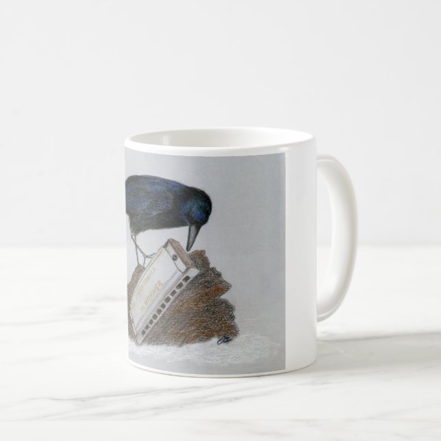 Crow and Harmonica Coffee Mug (Front Right)