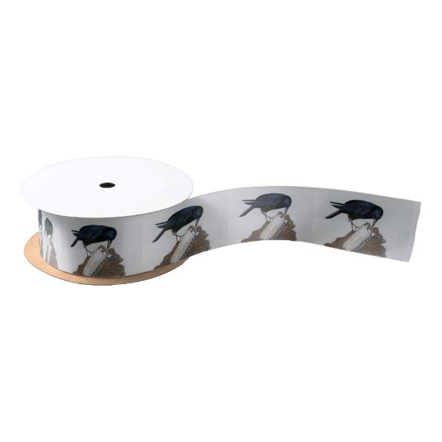 Crow and Harmonica Satin Ribbon (Spool)
