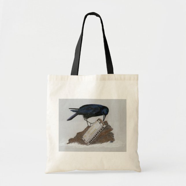 Crow and Harmonica Tote Bag (Front)