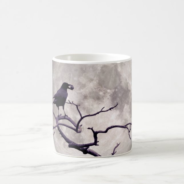 Crow And Moon Raven Fantasy Gothic Night Coffee Mug (Center)