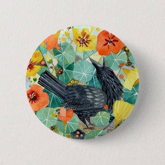 Crow and Nasturtium button