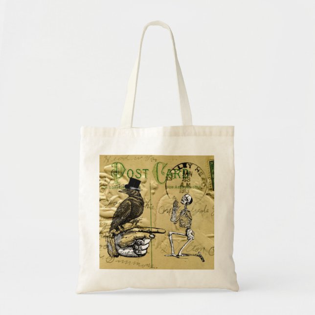 Crow and skeleton tote bag (Front)