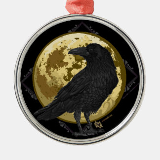 Crow and the Moon design 1 Metal Tree Decoration