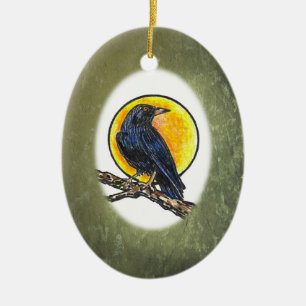Crow Animal Ally Ceramic Tree Decoration