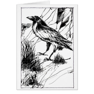 Crow at Cliff folded card