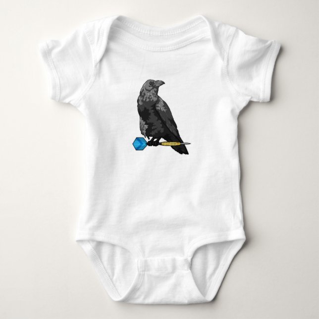 Crow at Darts with Dart Baby Bodysuit (Front)