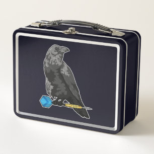 Crow at Darts with Dart Metal Lunch Box