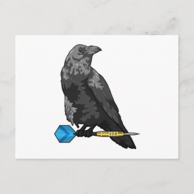Crow at Darts with Dart Postcard (Front)