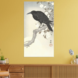 Crow at full moon canvas print