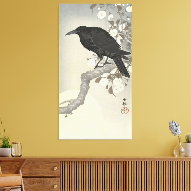 Crow at full moon canvas print (Insitu(LivingRoom))