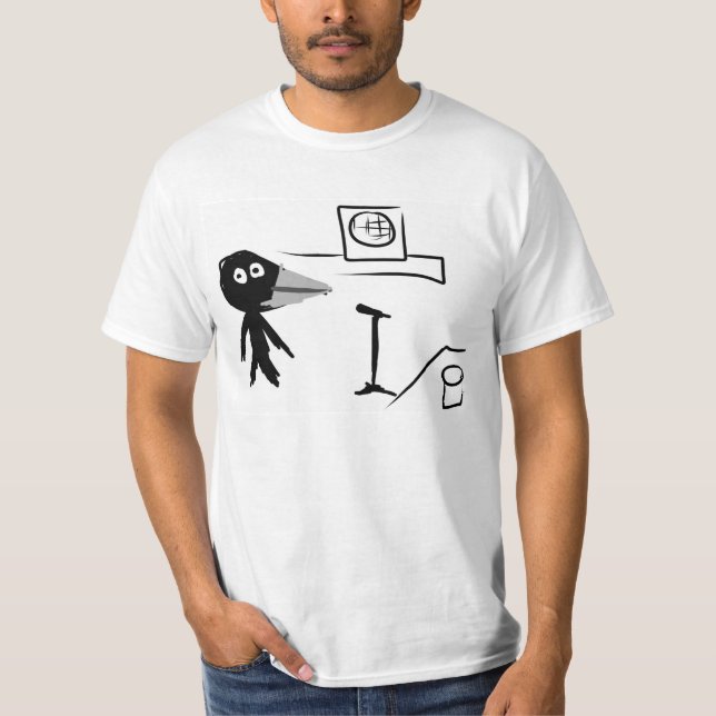 Crow at the open mic night in Jamie's mind T-shirt (Front)