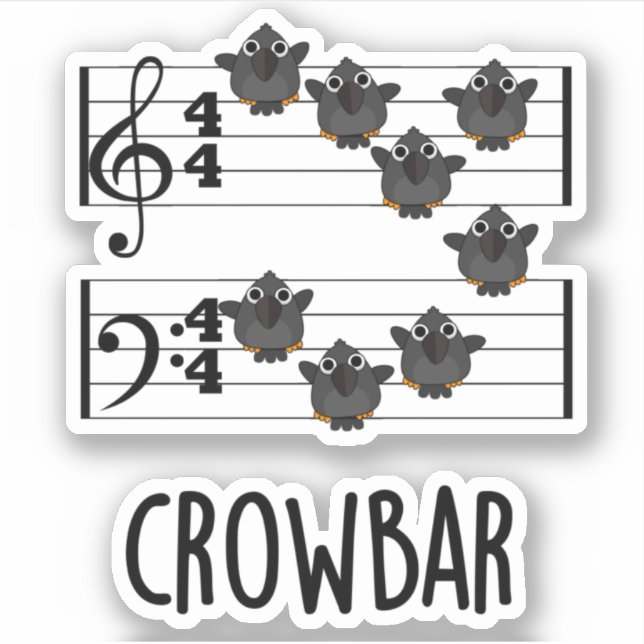 Crow Bar Funny Music Bird Pun  (Front)