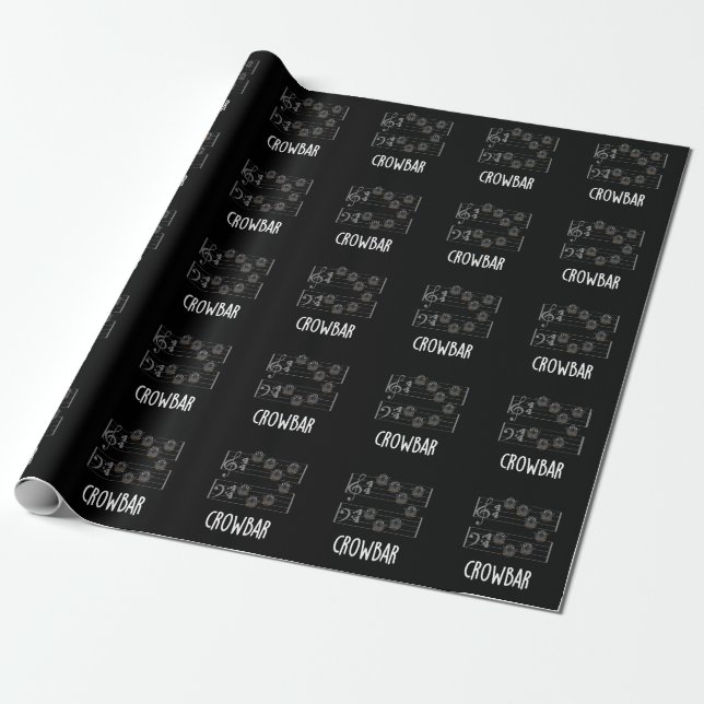 Crow Bar Funny Music Bird Pun Dark BG Wrapping Paper (Unrolled)