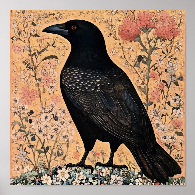 Crow Bird Abstract Painting Poster (Front)