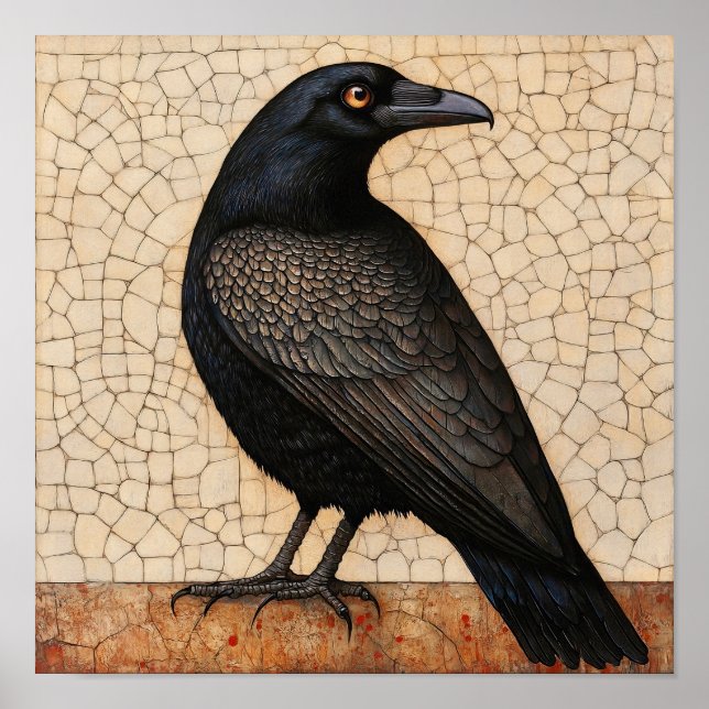 Crow Bird Abstract Painting Poster (Front)
