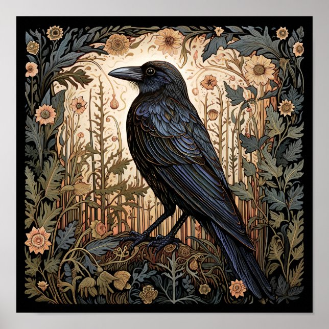 Crow Bird Abstract Painting Poster (Front)