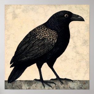 Crow Bird Abstract Painting Poster