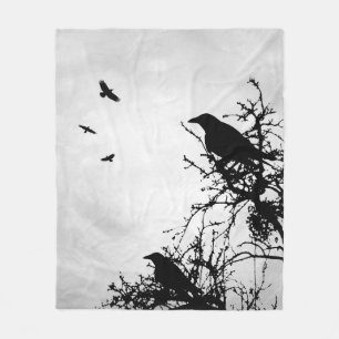 Crow Bird Design 43 Grey Fleece Blanket