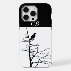 Crow Bird Modern Line Drawing Art Custom Name iPhone 15 Pro Max Case
