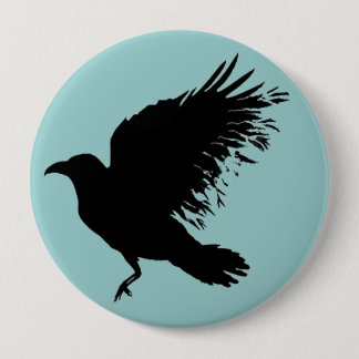 Crow - black 10 cm round badge