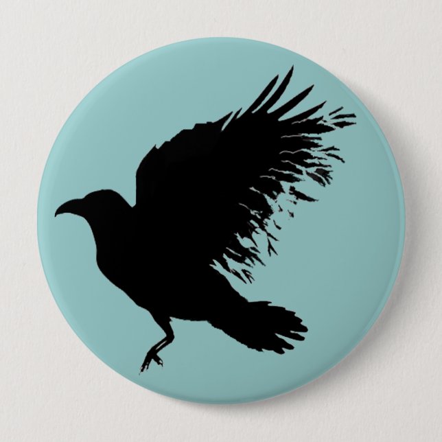 Crow - black 10 cm round badge (Front)