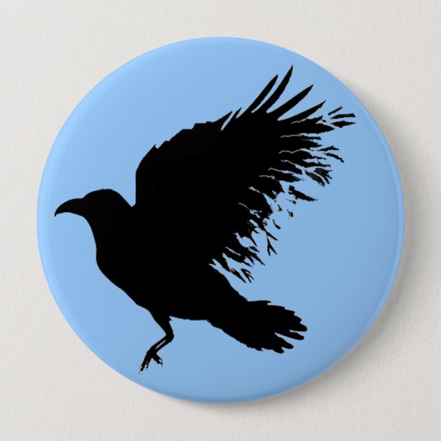 Crow - black 10 cm round badge (Front)