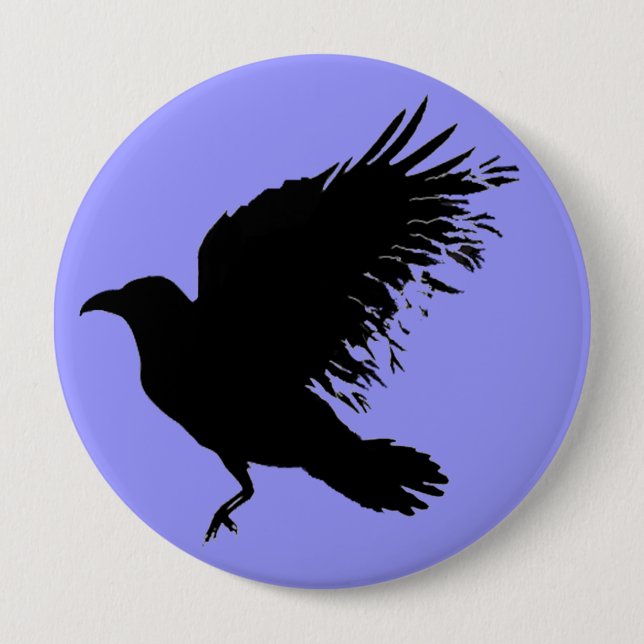 Crow - black 10 cm round badge (Front)