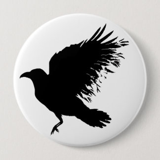 Crow - black 10 cm round badge