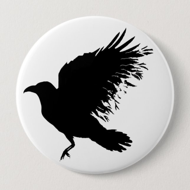 Crow - black 10 cm round badge (Front)