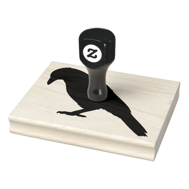 Crow, Black Bird Silhouette, 4" x 5" Rubber Stamp (Stamp)