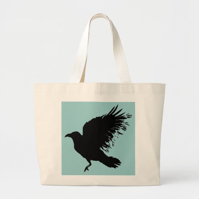 Crow - black large tote bag (Front)