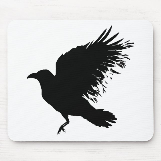Crow - black mouse mat (Front)