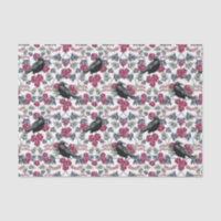 Crow, Bleeding Heart & Roses Floral Pattern
