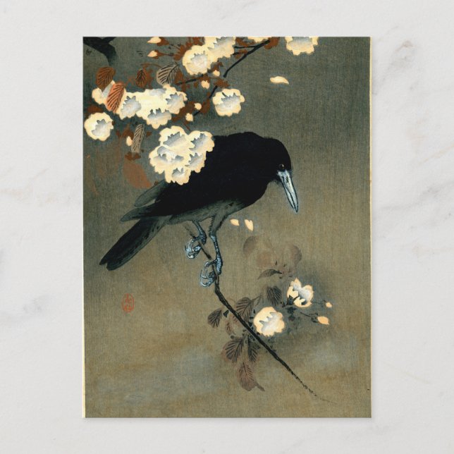 Crow & Blossom by Ohara Koson (1910) Postcard (Front)
