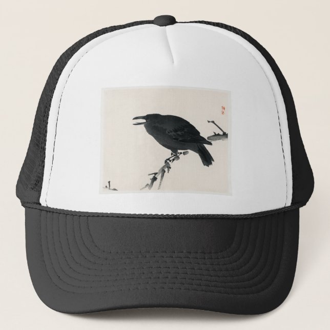 Crow by Kono Bairei - japanese art Trucker Hat (Front)