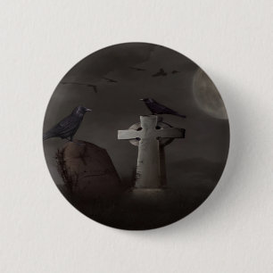 crow cemetary pinback button