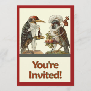 Crow Cook and Woodpecker Bartender Invitation