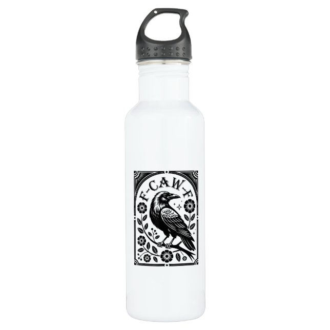 Crow, F-Caw-F Funny Bird Aesthetic Graphic 710 Ml Water Bottle (Front)
