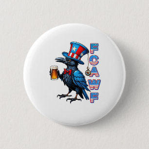 Crow, F-Caw-F Funny Bird Creative Casual 6 Cm Round Badge