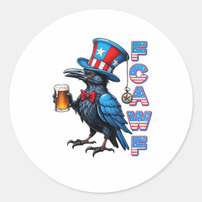Crow, F-Caw-F Funny Bird Creative Casual Classic Round Sticker (Front)