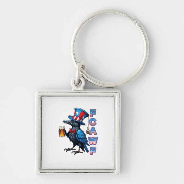 Crow, F-Caw-F Funny Bird Creative Casual Key Ring (Front)