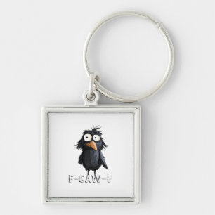 Crow, F-Caw-F Funny Bird F-Caw-F Cow Humor Meme Key Ring