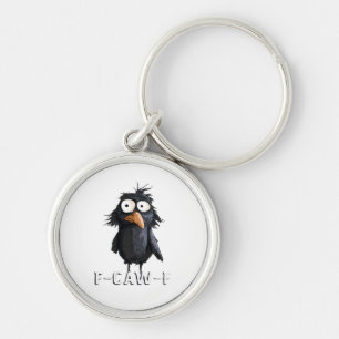 Crow, F-Caw-F Funny Bird F-Caw-F Cow Humor Meme Key Ring