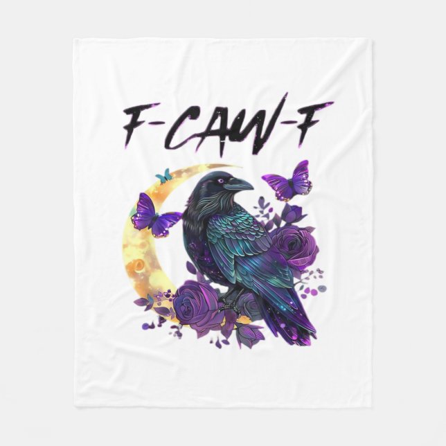 Crow F-Caw-F Funny Bird F-Caw-F Moon Gothic Adult Fleece Blanket (Front)