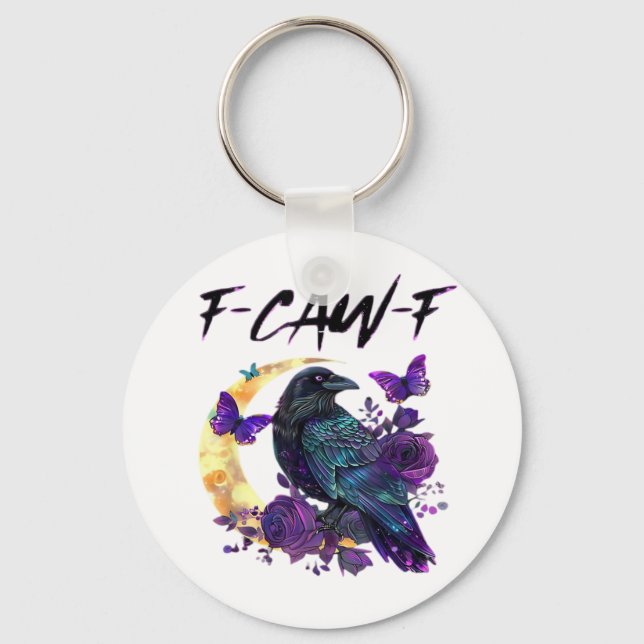 Crow F-Caw-F Funny Bird F-Caw-F Moon Gothic Adult Key Ring (Front)